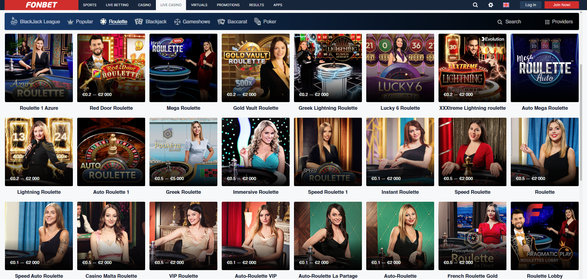 Fonbet Casino ρουλέτα